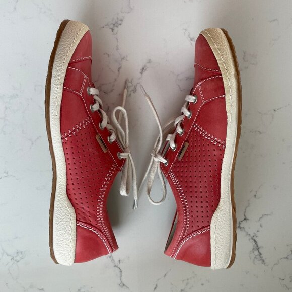 Josef Seibel Caren The European Comfort Leather Lace Up Shoe Lt Red Wht Sz 37 - Picture 5 of 12